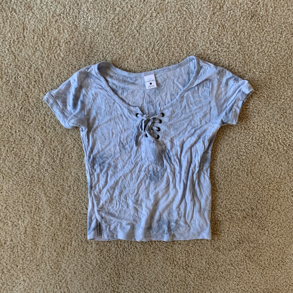 Blue and tye dye crop top